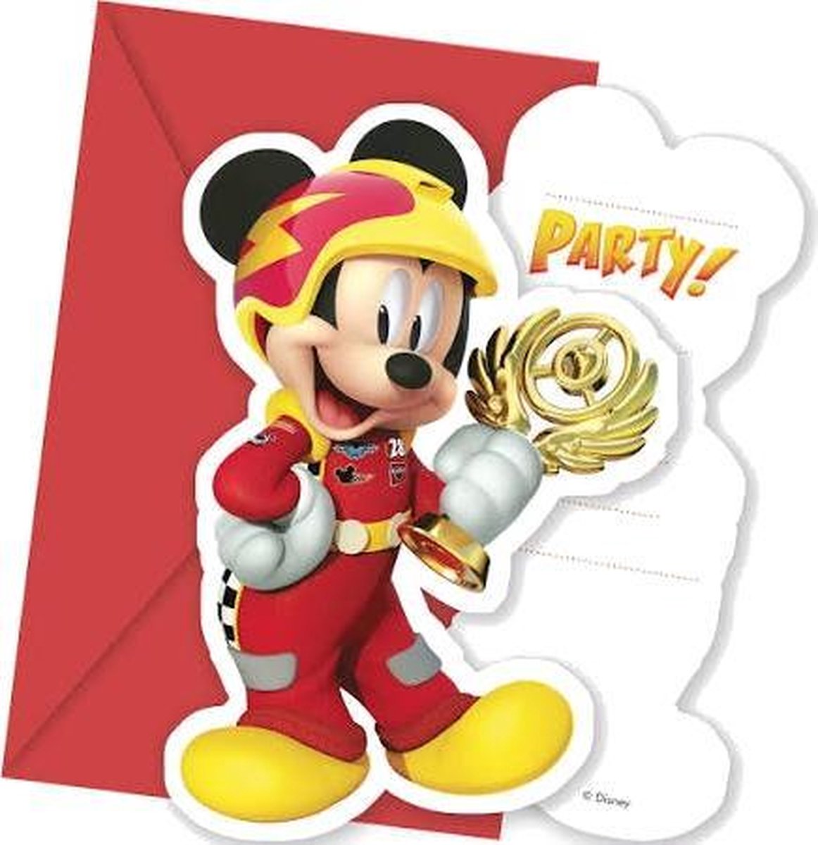 Disney Uitnodigingen Met Envelop Mickey Mouse Rood 6 Stuks