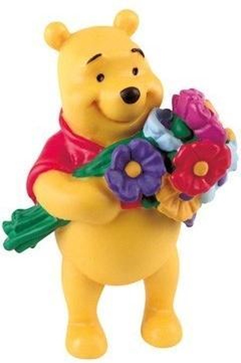 Disney Winnie de Poeh en bloemen taart decoratie 6,5 cm.