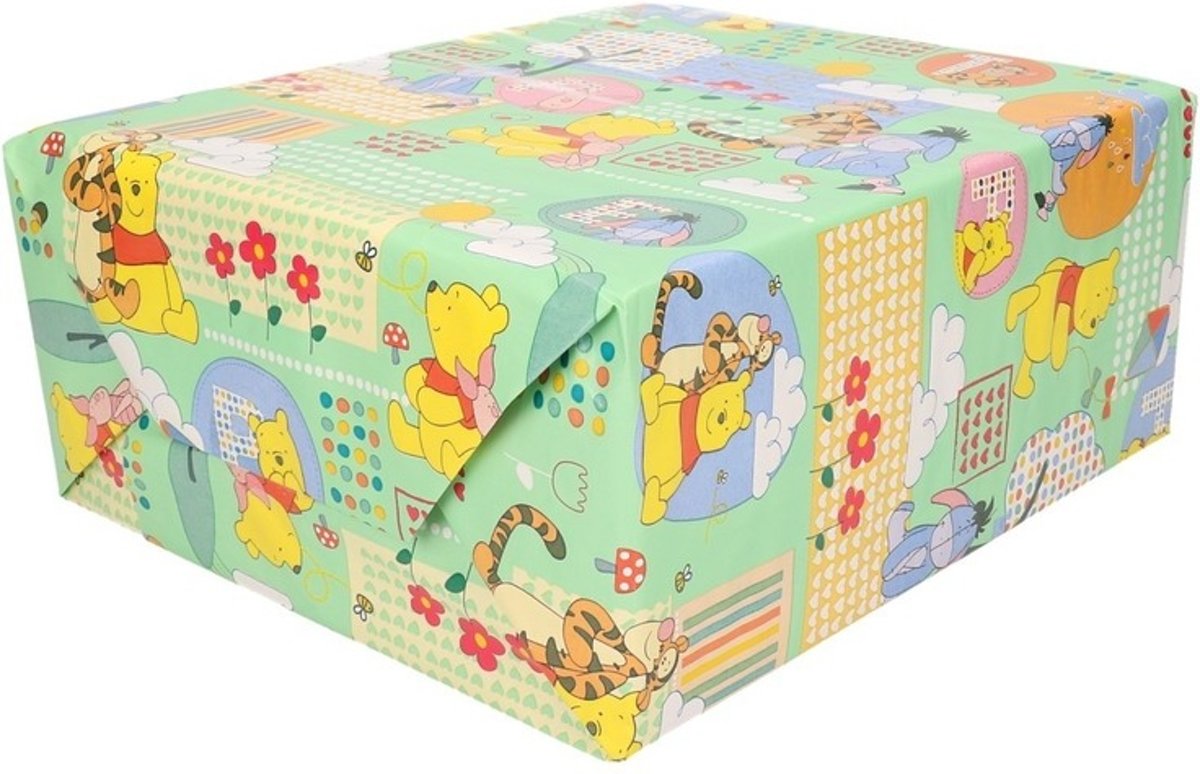 Disney inpakpapier Winnie de Poeh groen - 200 x 70 cm - kadopapier / inpakpapier