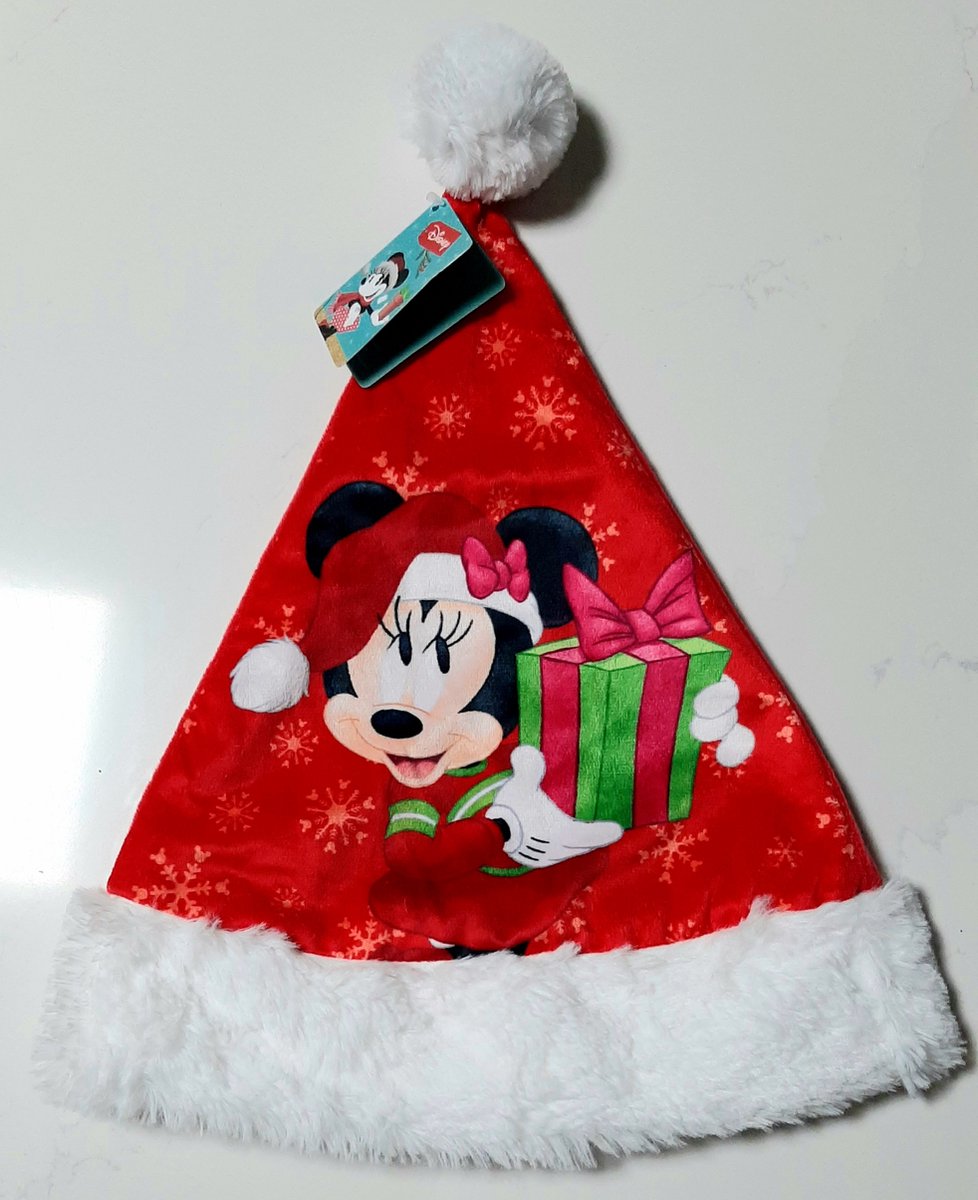   kerstmuts Minnie Mouse - kerstman muts - zacht rood velours - witte pompon