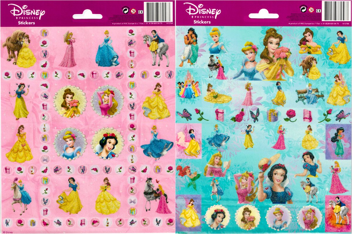 Disney princess stickervel - 2 stickervellen - Disney