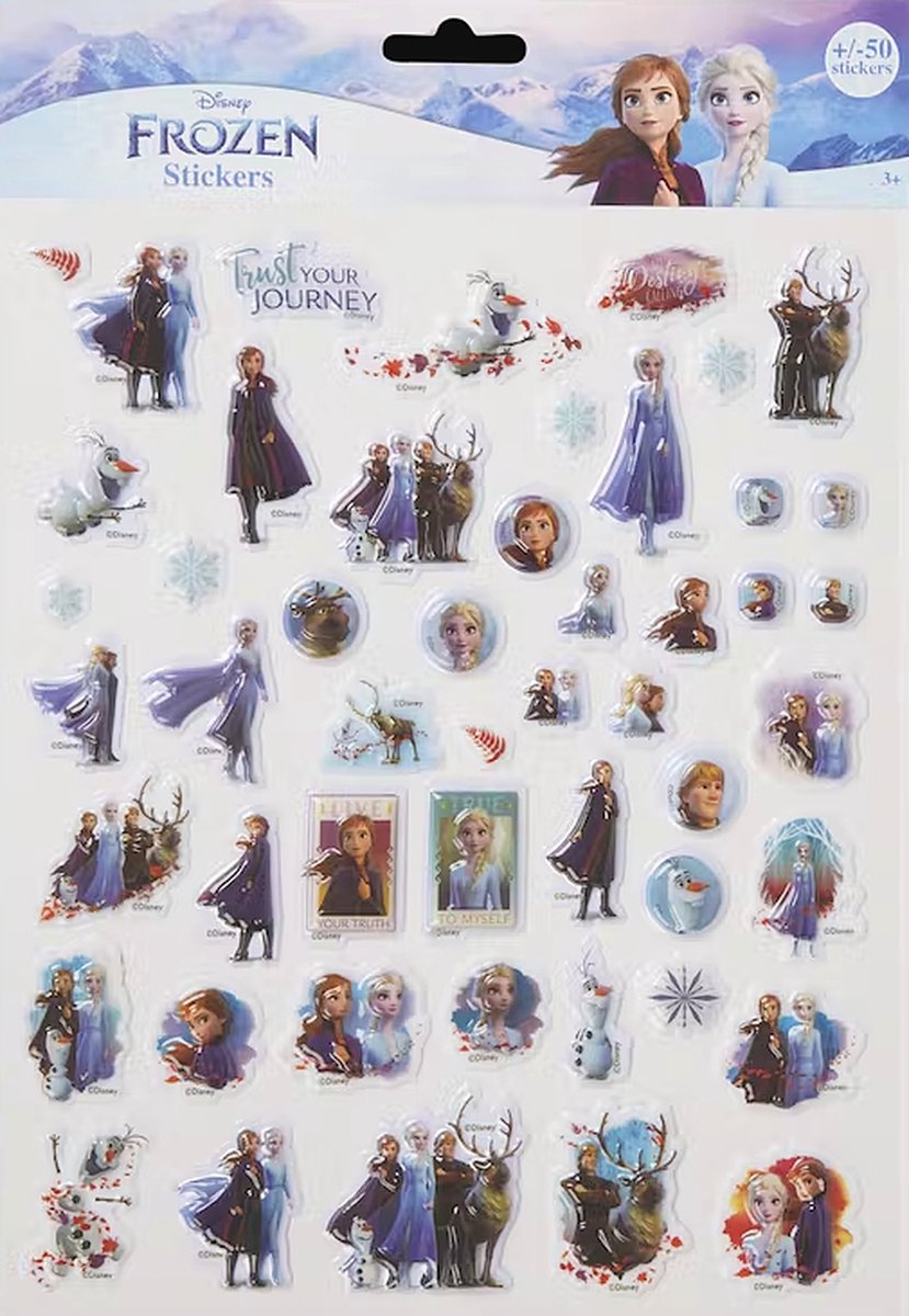 Frozen Stickervel - Disney - 3D Stickers - Knutselen - Blauw - 3+ jaar - IJsprinses - Jongens - Meisjes - Films - Vakantie - Kinderpartijtje - Feestje - Cadeautje