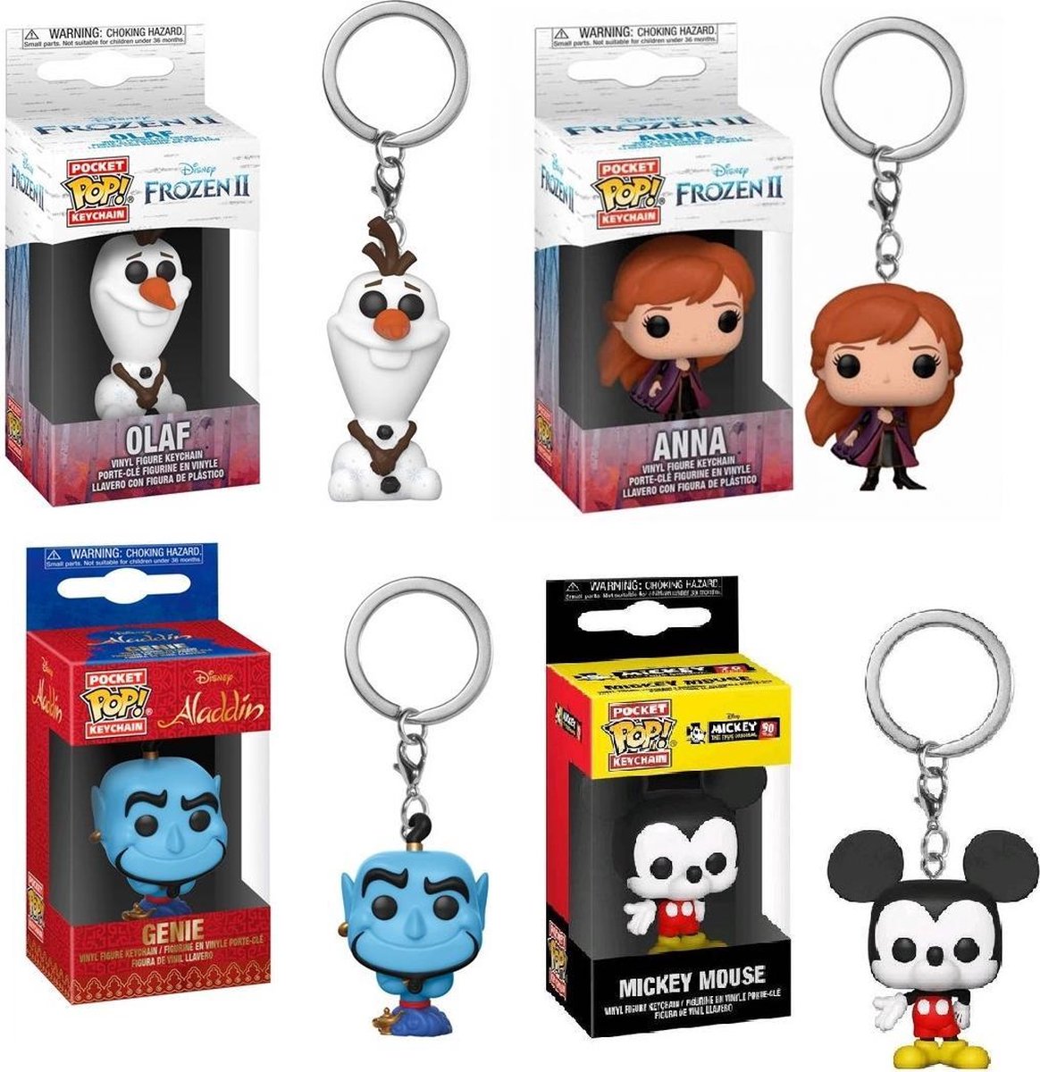 Funko POP! Set van 4 disney sleutelhangers(+/-5cm).