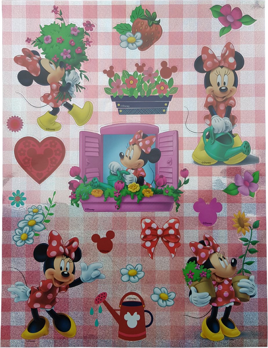 Glitter stickers Minnie Bloemen