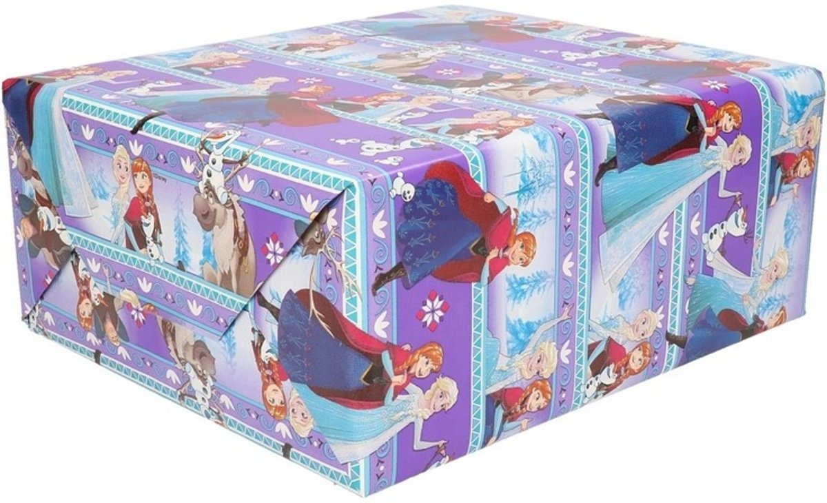 Inpakpapier Frozen paars/blauw op rol - 200 x 70  cm - cadeaupapier / kadopapier