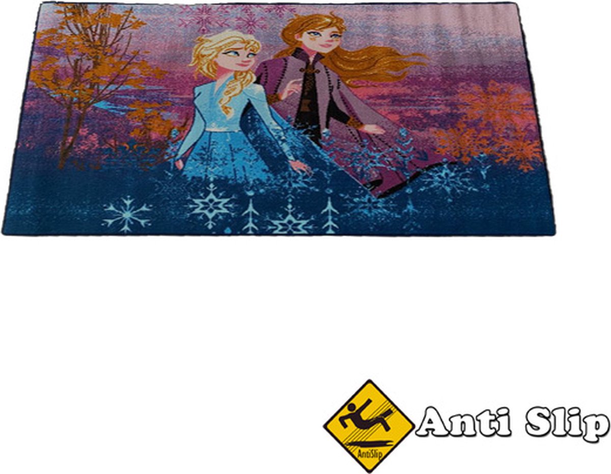 Kindertapijt Frozen II- 95 x 133 cm - anti slip - Vloerkleed - Kinderkamer - Meisjes