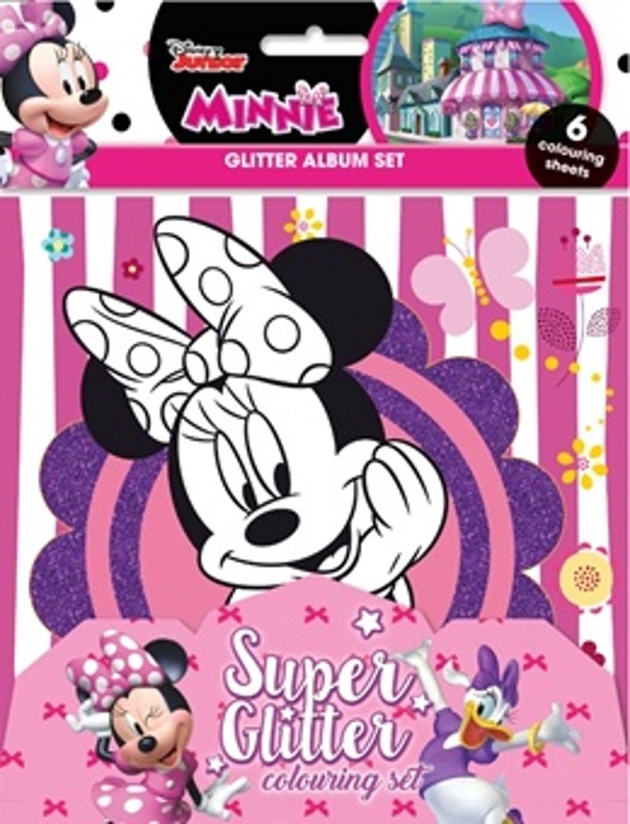 Minnie Mouse Glitter Album set - 6 kleurplaten met glitters - 21,5 x 27,5 cm