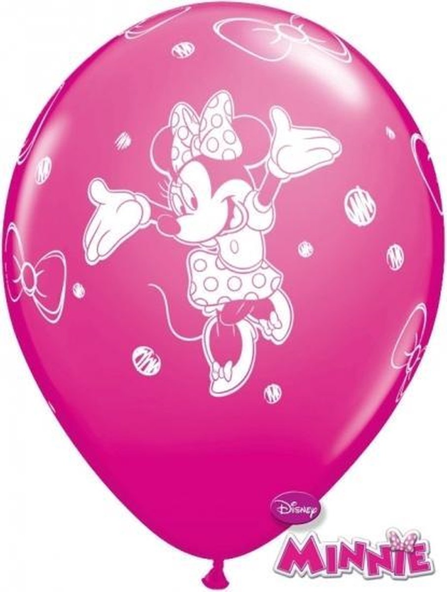 Minnie Mouse kinder feestje thema ballonnen 12x stuks - Feestartikelen/versieringen