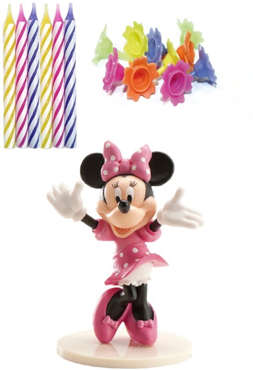 Minnie™ decoratie en kaarsjes set - Feestdecoratievoorwerp