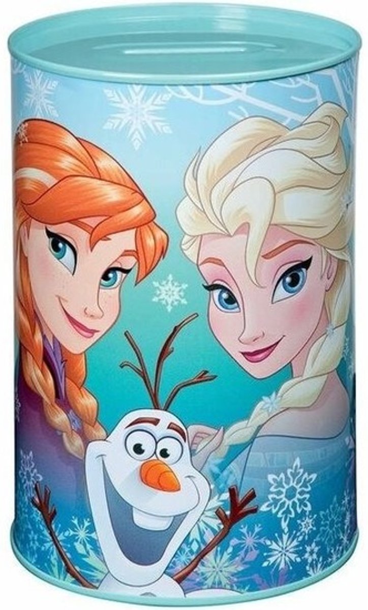 Mint groene Disney Frozen spaarpot blik 15 cm voor meisjes - Cadeau spaarpotten voor meisjes - Elsa Anna en Olaf