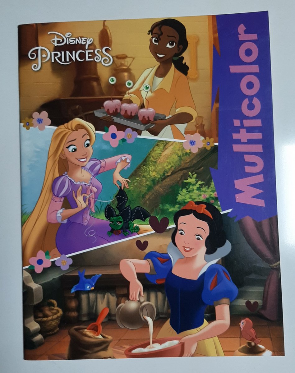 Multicolor   Princess kleurboek - sneeuwwitje, Tiana, Rapunzel - met kleurrijke voorbeelden - 32 paginas