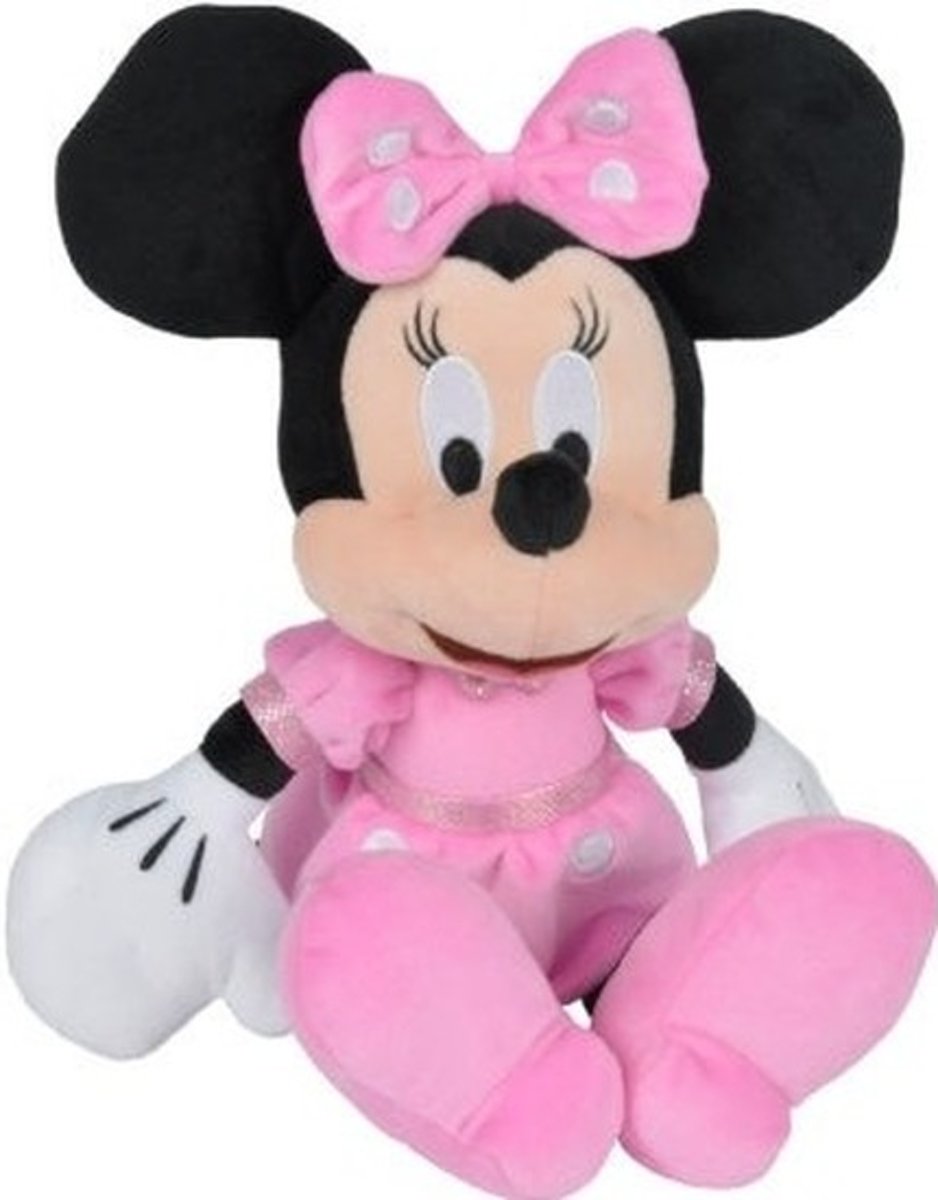 Pluche Disney Minnie Mouse knuffel met roze jurk 19 cm speelgoed - Muizen cartoon knuffels - Speelgoed voor kinderen