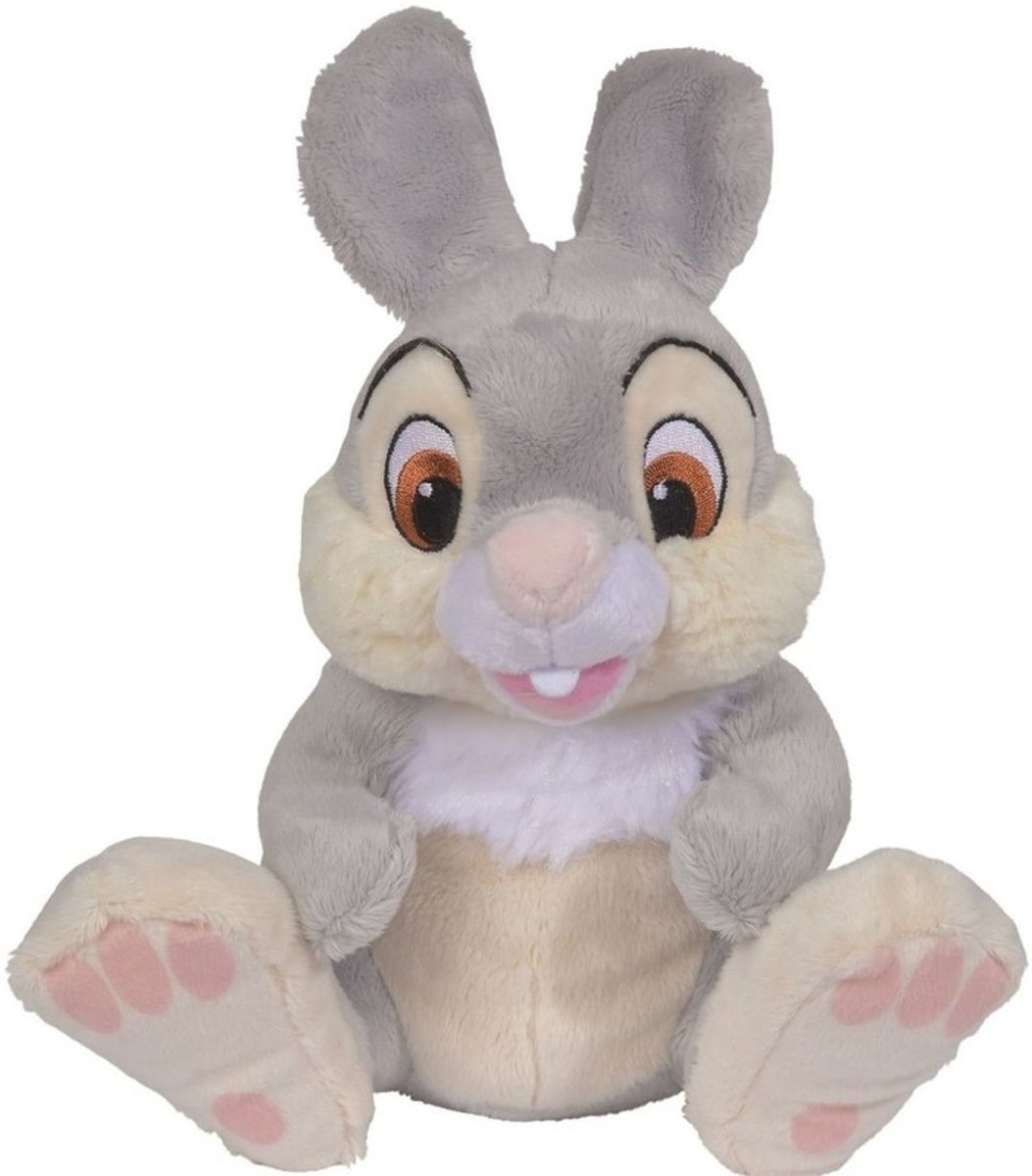 Pluche grijze Disney Stampertje konijn knuffel 18 cm speelgoed - Bambi - Konijnen cartoon knuffels - Speelgoed voor kinderen