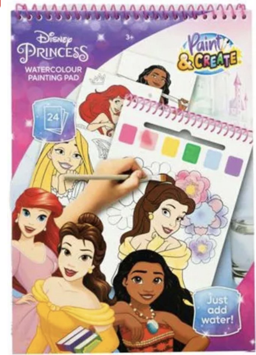 Prinsessen Waterverfboek - Knutselen - Creatief - Waterverf - Schilderen - Jongens en Meisjes -   - Verven - Leerzaam - Educatief - Peuters en Kleuters - Kinderen - Creatief Speelgoed - Tekenboek - Kleuren - Tekenen - Prinses - Vanaf 3 Jaar