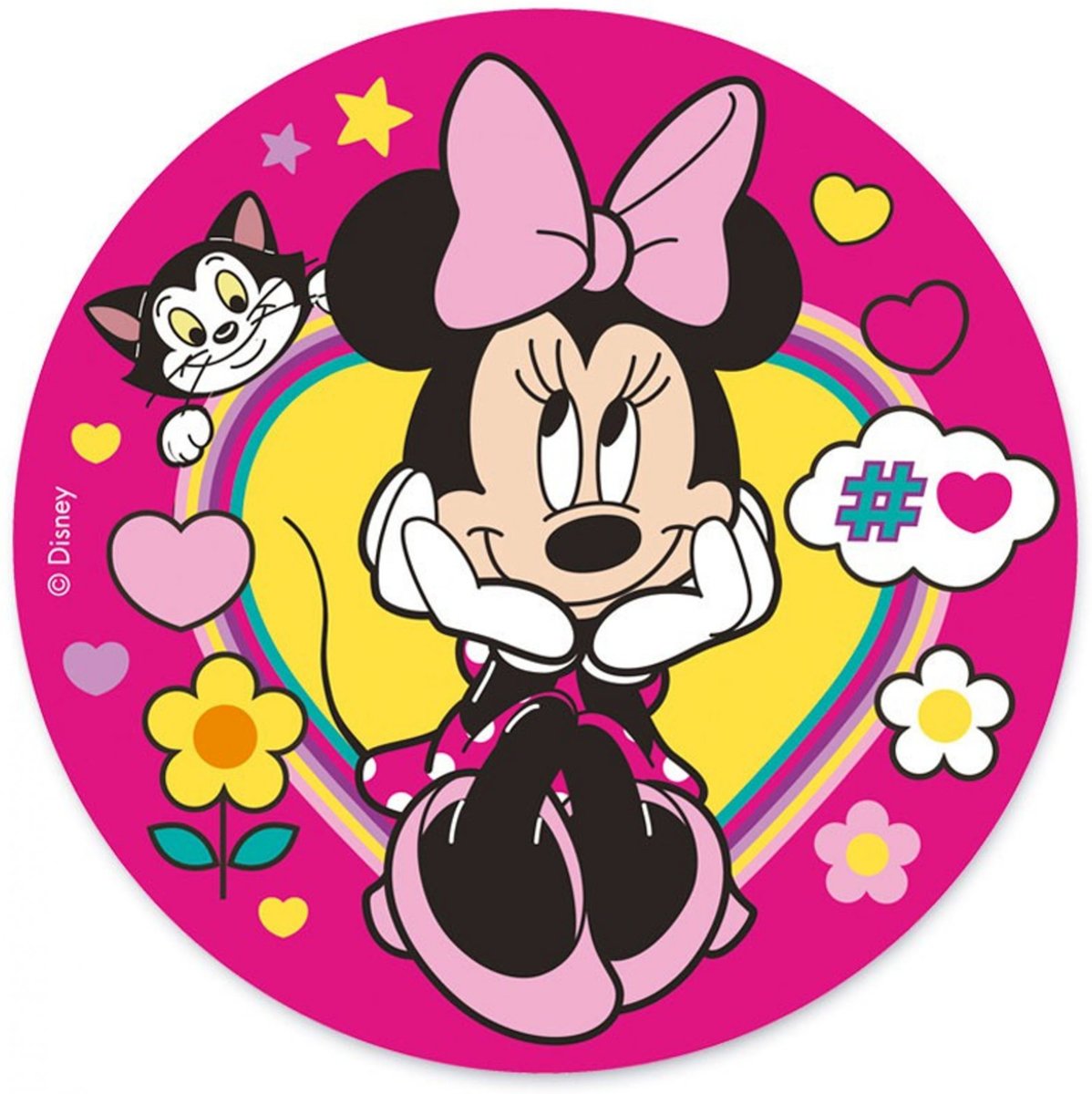 Roze eetbare Minnie™ schijf - Feestdecoratievoorwerp