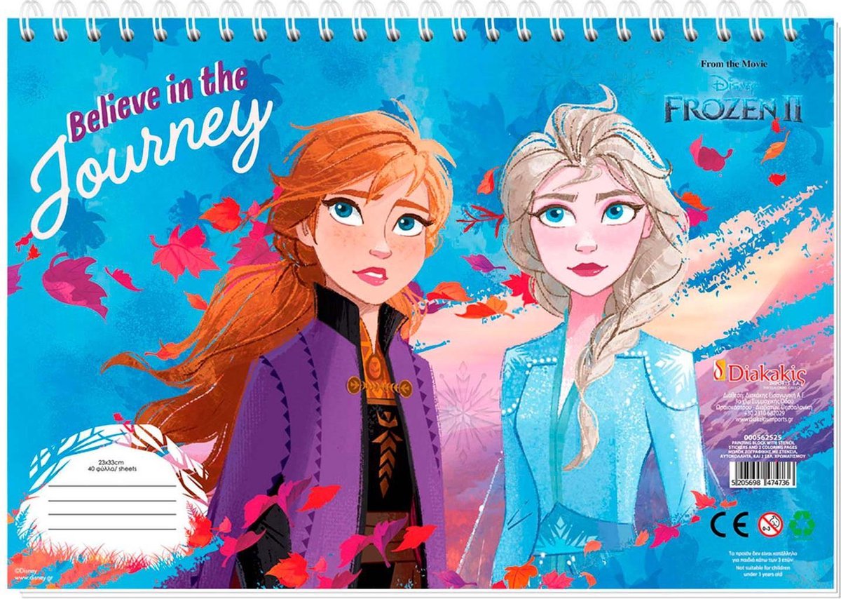 Schetsboek Frozen A4 met Stencils en Stickers