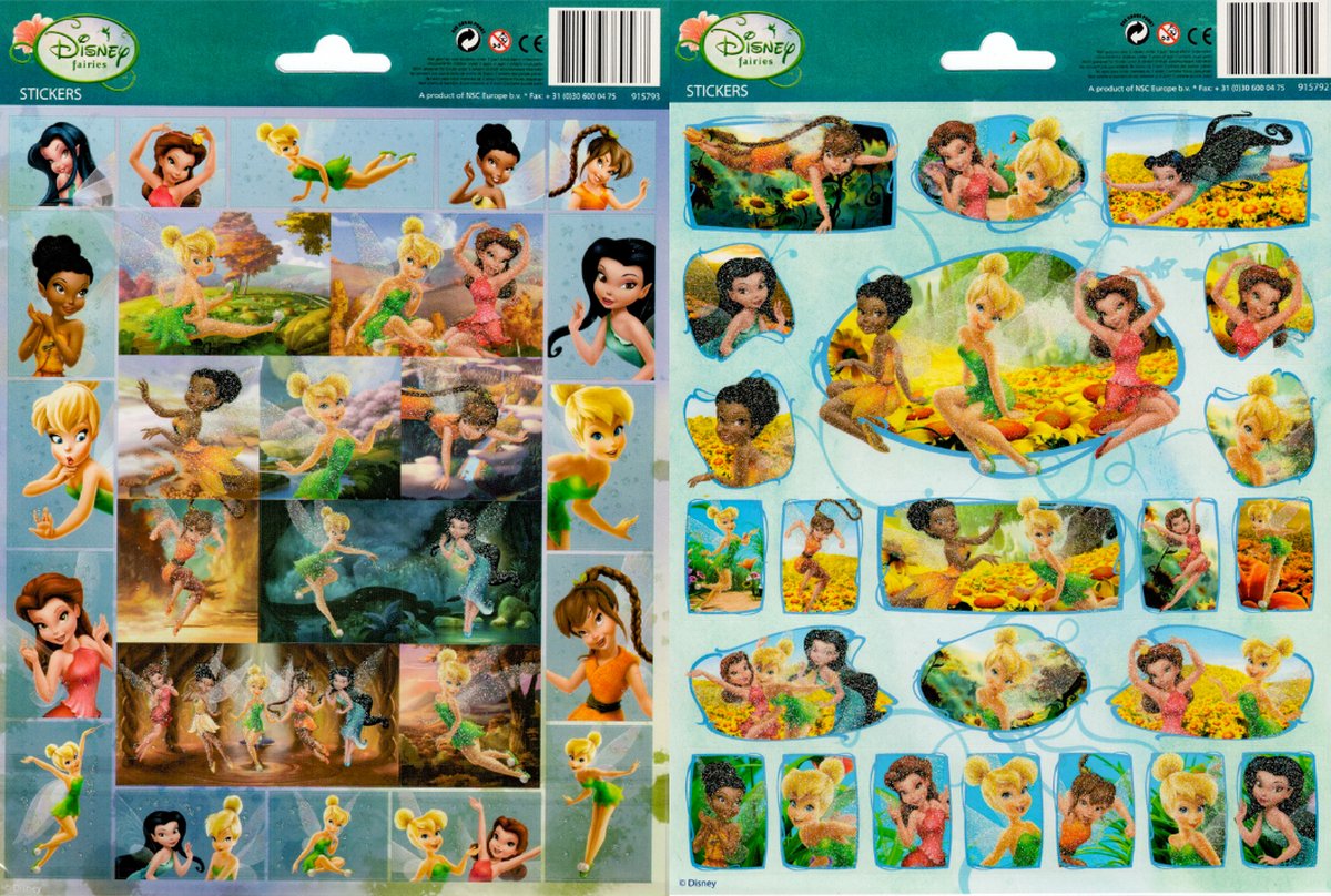 Stickervel Disney Fairies - 2 stickervellen - Disney - Glitter