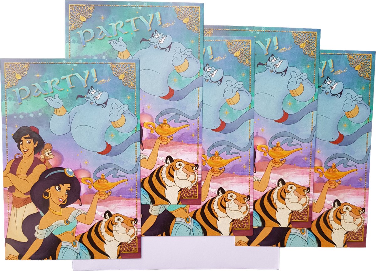 Uitnodigingen Disney Aladdin 5 stuks