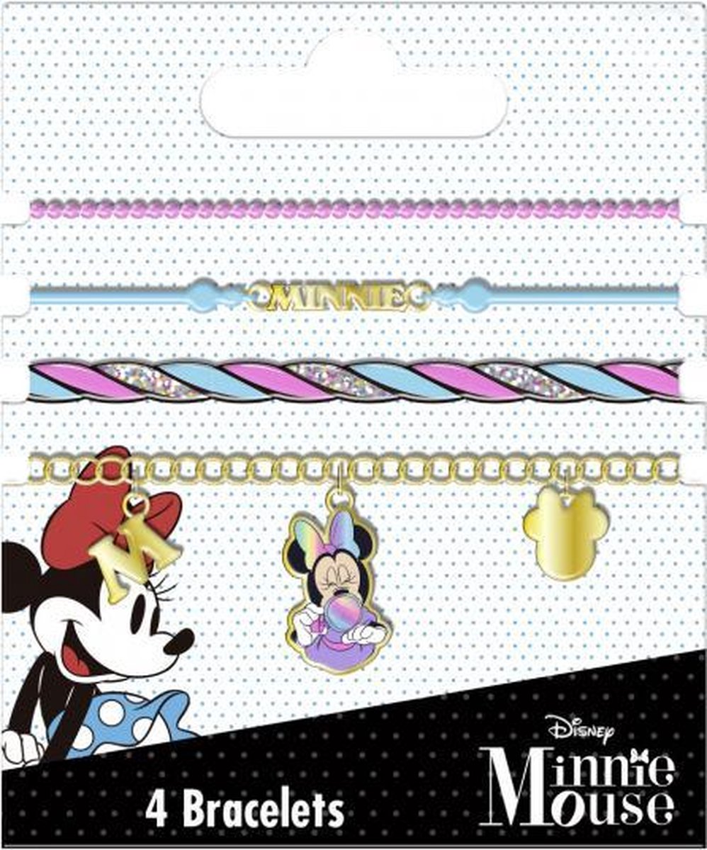 armbanden Minnie Mouse meisjes goud/roze 4 stuks