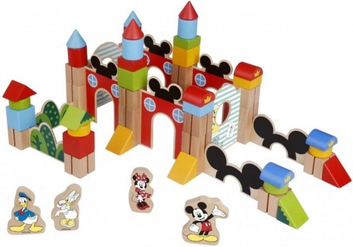 blokkenset Mickey Mouse junior hout 60-delig