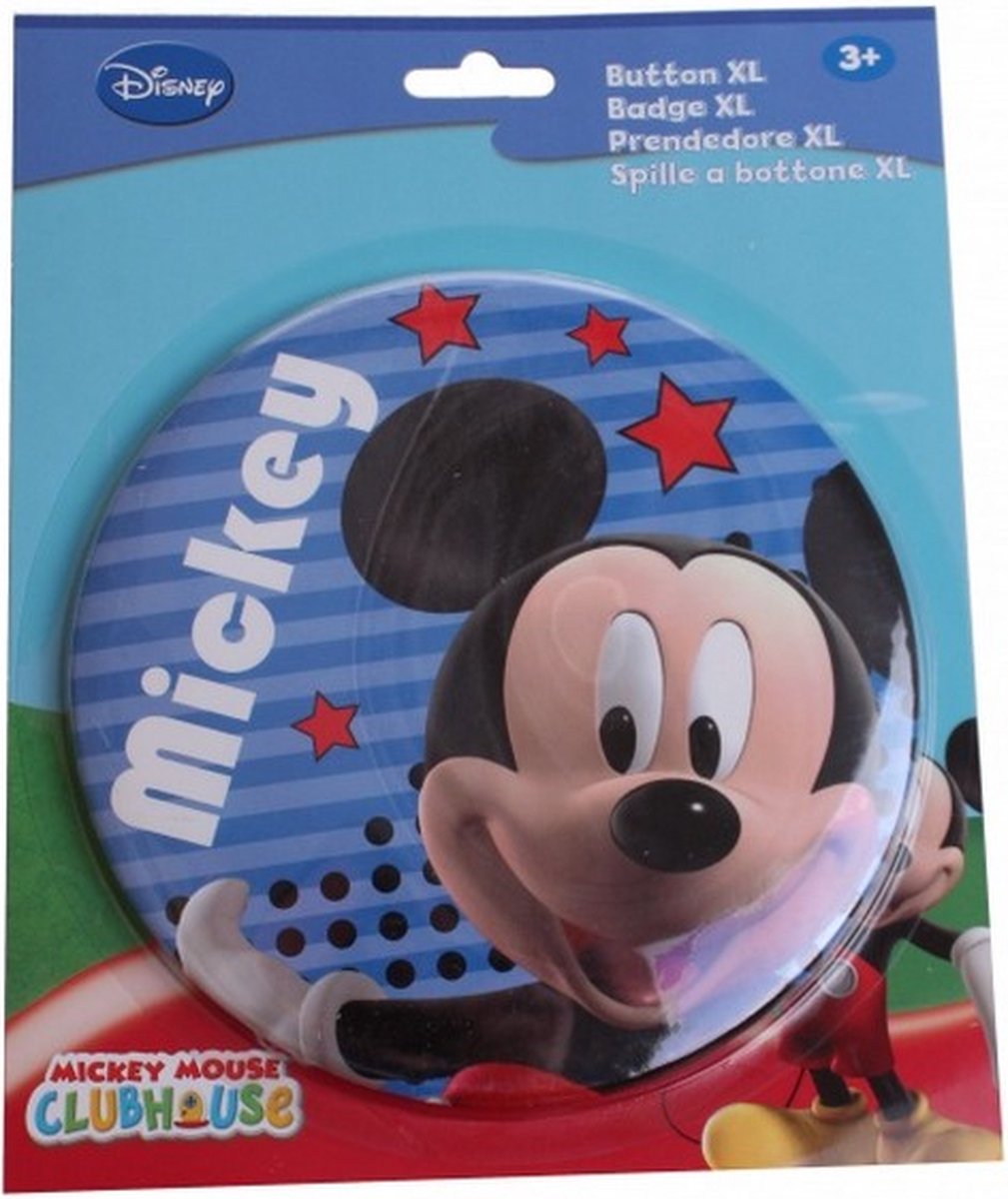 button XL Mickey Mouse 14 cm blauw