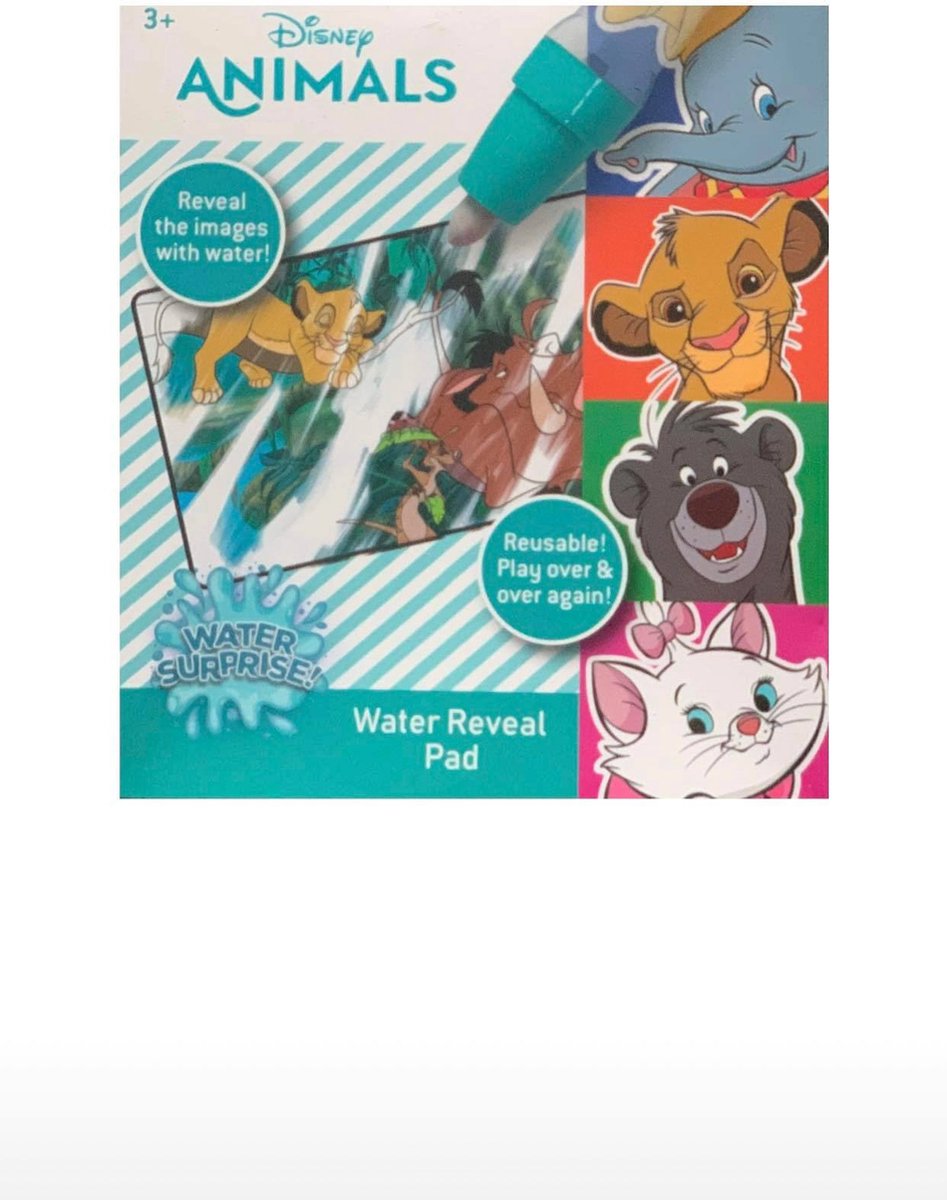 disney teken bord - water - lionking - dombo - junglebook - aristocats - tekenen met water - kleurboek - disney kleurboek - kinderboek - water surprise - water pad - ipad - water stift - stiften - kleuren - watervast stift -