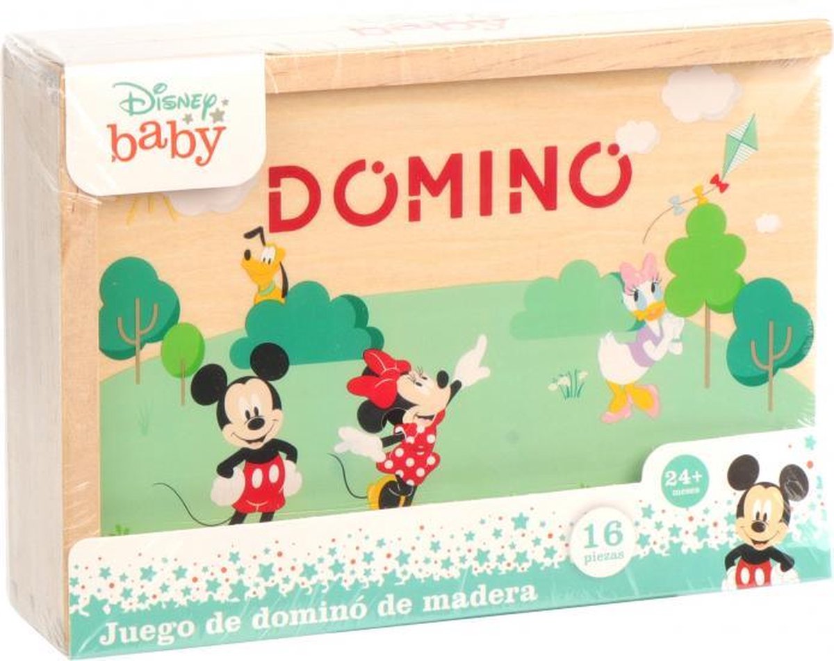 domino Mickey Mouse junior hout naturel 16-delig