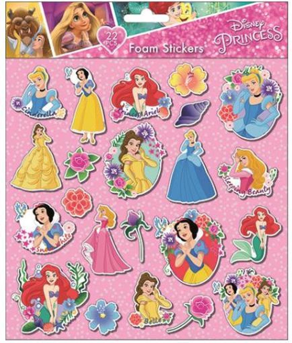 foamstickers Princess 24 x 20,5 cm 22-delig roze