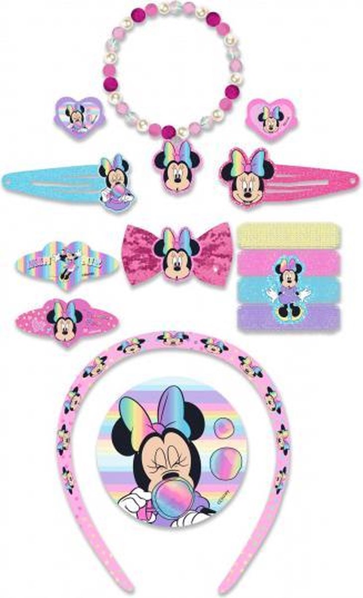 haaraccessoires Minnie Mouse roze/lichtblauw 14-delig