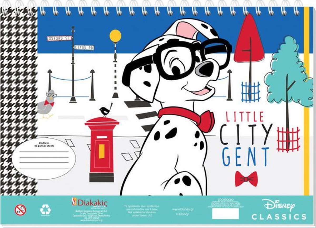 kleur- en stickerboek 101 Dalmati√´rs 23 x 33 cm blauw