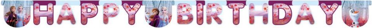 letterslinger Frozen Happy Birthday 2 meter karton roze