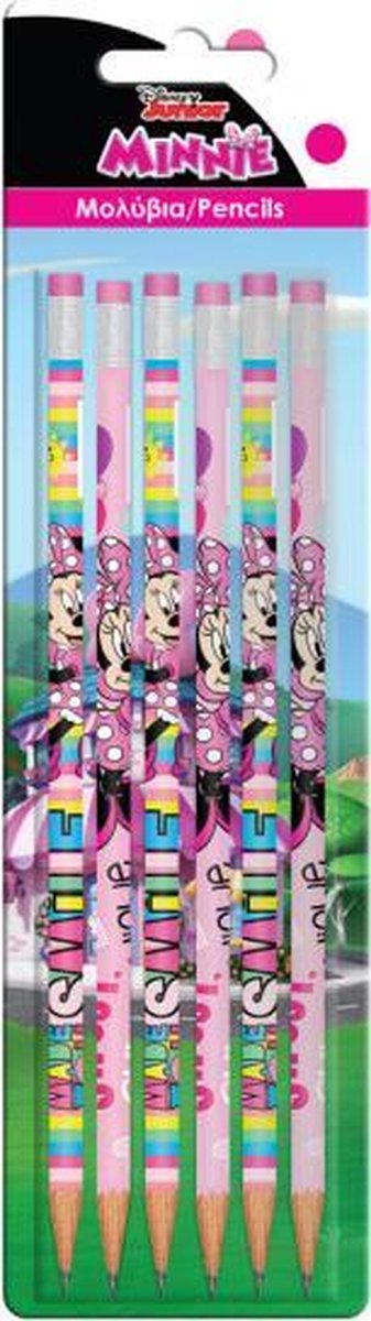 potloden Minnie Mouse meisjes 17 cm hout roze 6 stuks