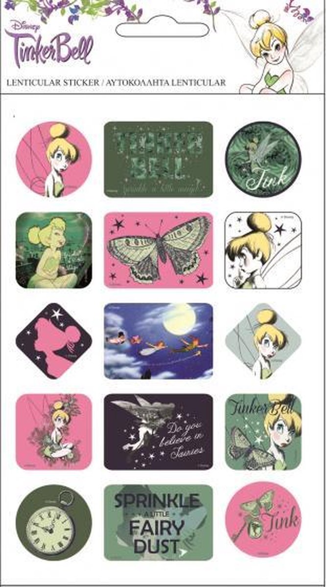 stickers Tinkerbell meisjes vinyl groen/roze 30 stuks