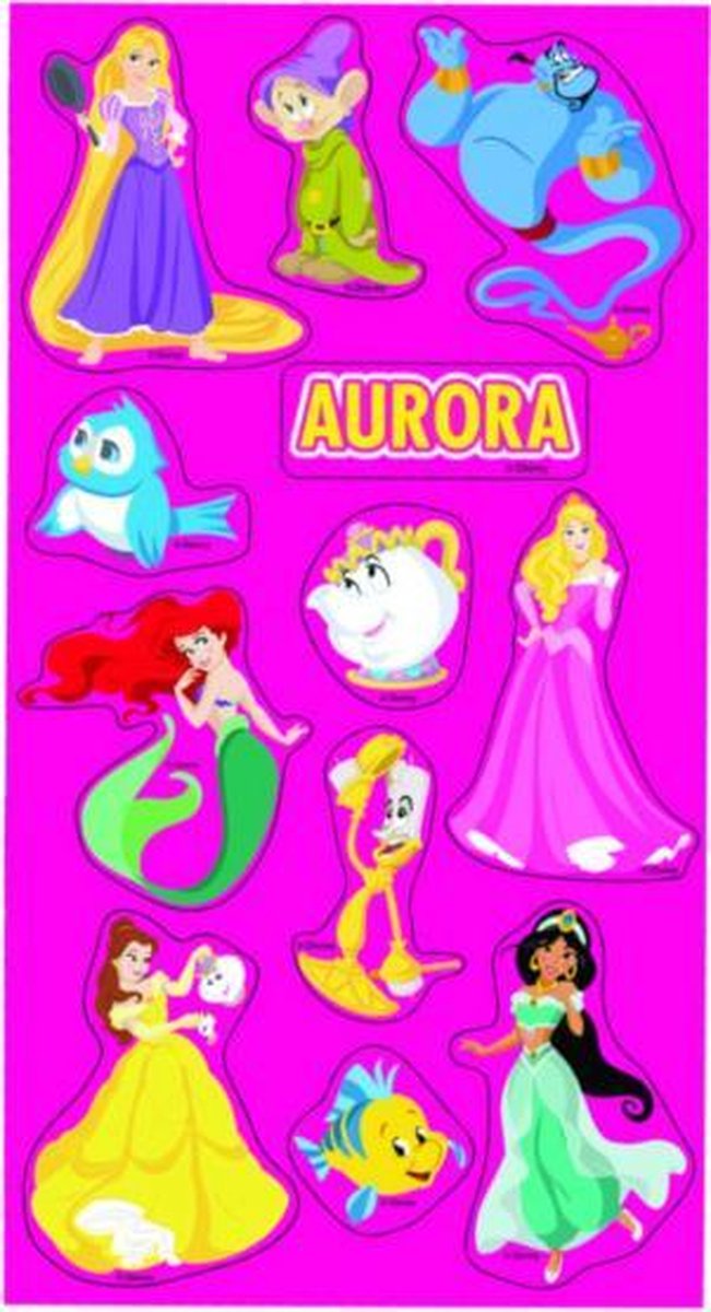 stickervel Aurora Princess meisjes 10 x 21 cm foam roze