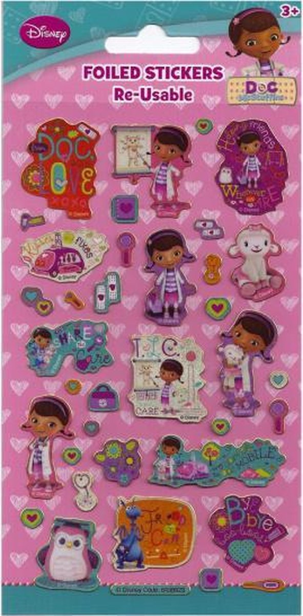 stickervel Doc McStuffin 19,5 cm folie roze 36 stuks