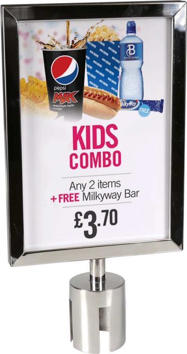 A4 posterframe/ insteek kader infostandaard voor afzetpaal afzetpalen met uittreklint