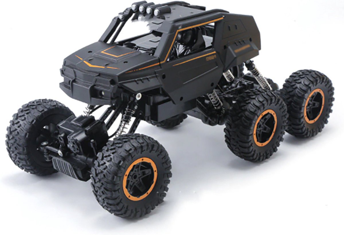 Divbit RC Bestuurbare Monster Truck - Off Road Stunt Auto - Voor Buiten & Binnen - Jongens & Meisjes - Met Verlichting - 8 Wielen - Zwart