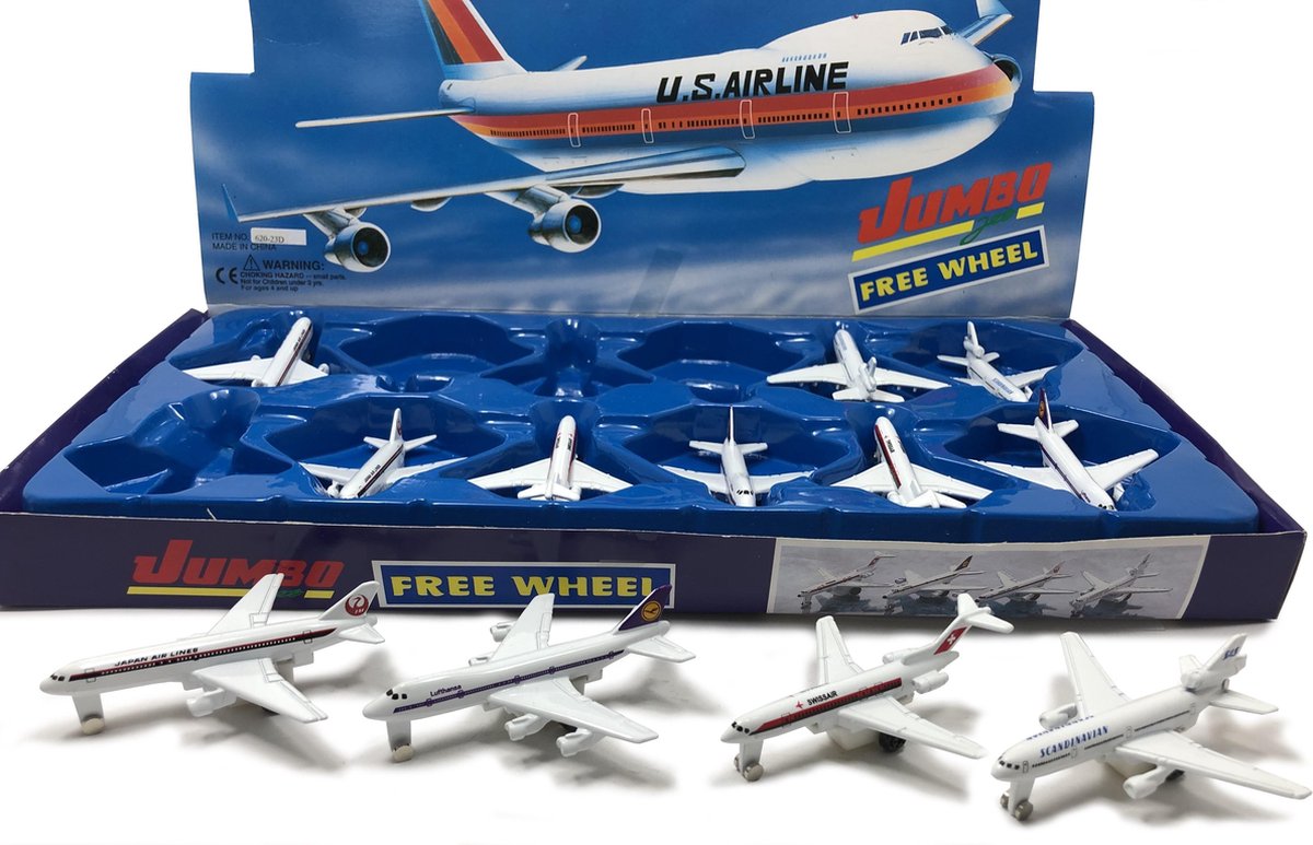 divers Vliegtuigen 737, 747, DC10, DC8  12 st. in Dispenser €0.65 p/st schaalmodel 1:400