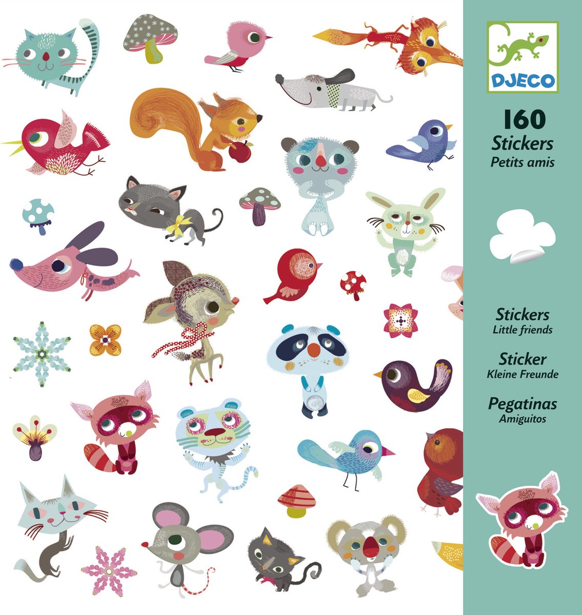 DJECO DJ08842 Stickers Small Friends - 4 stickervellen - 160 stickers