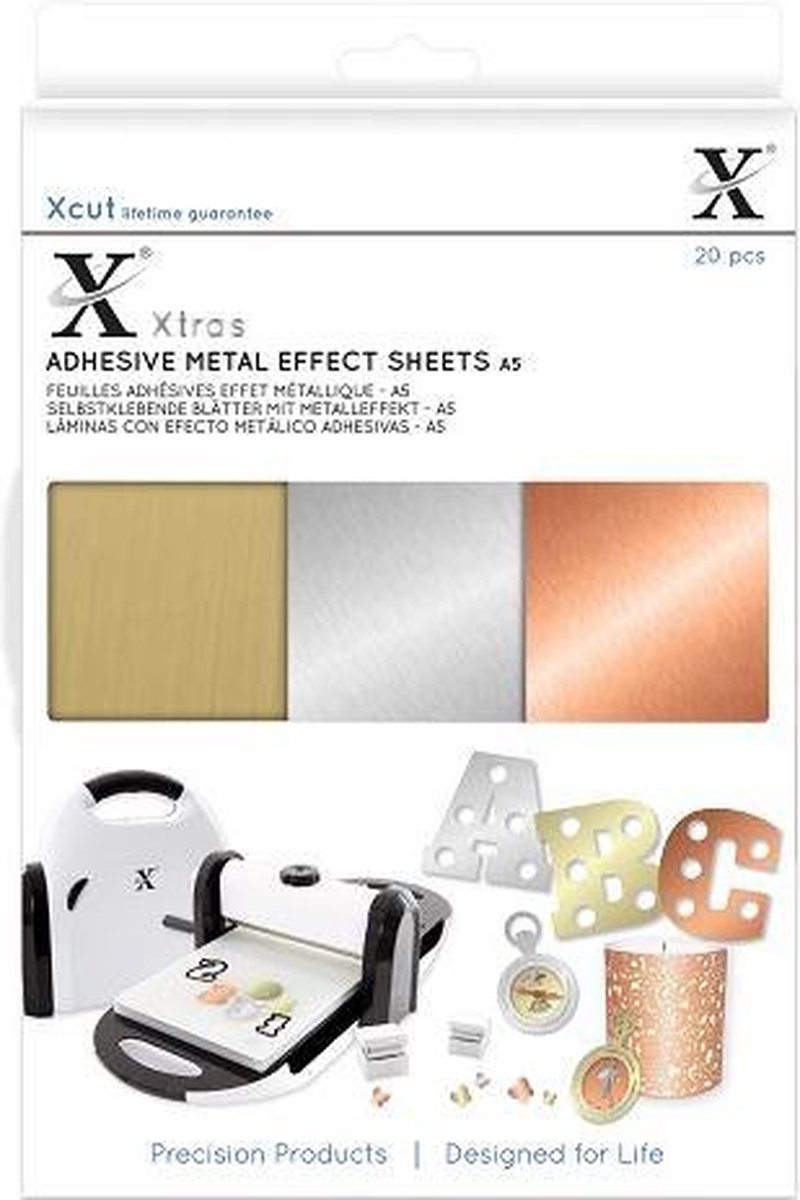 Xcut Xtras A5 Adhesive Metal Effect Sheets (20pcs)