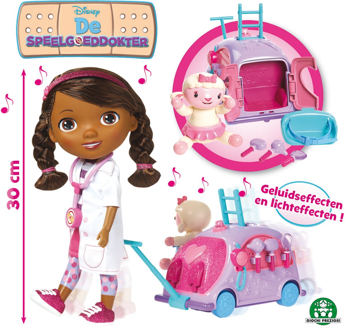 Doc McStuffins - De Speelgoed dokter - Pop - Kliniek op wieltjes - accessoires