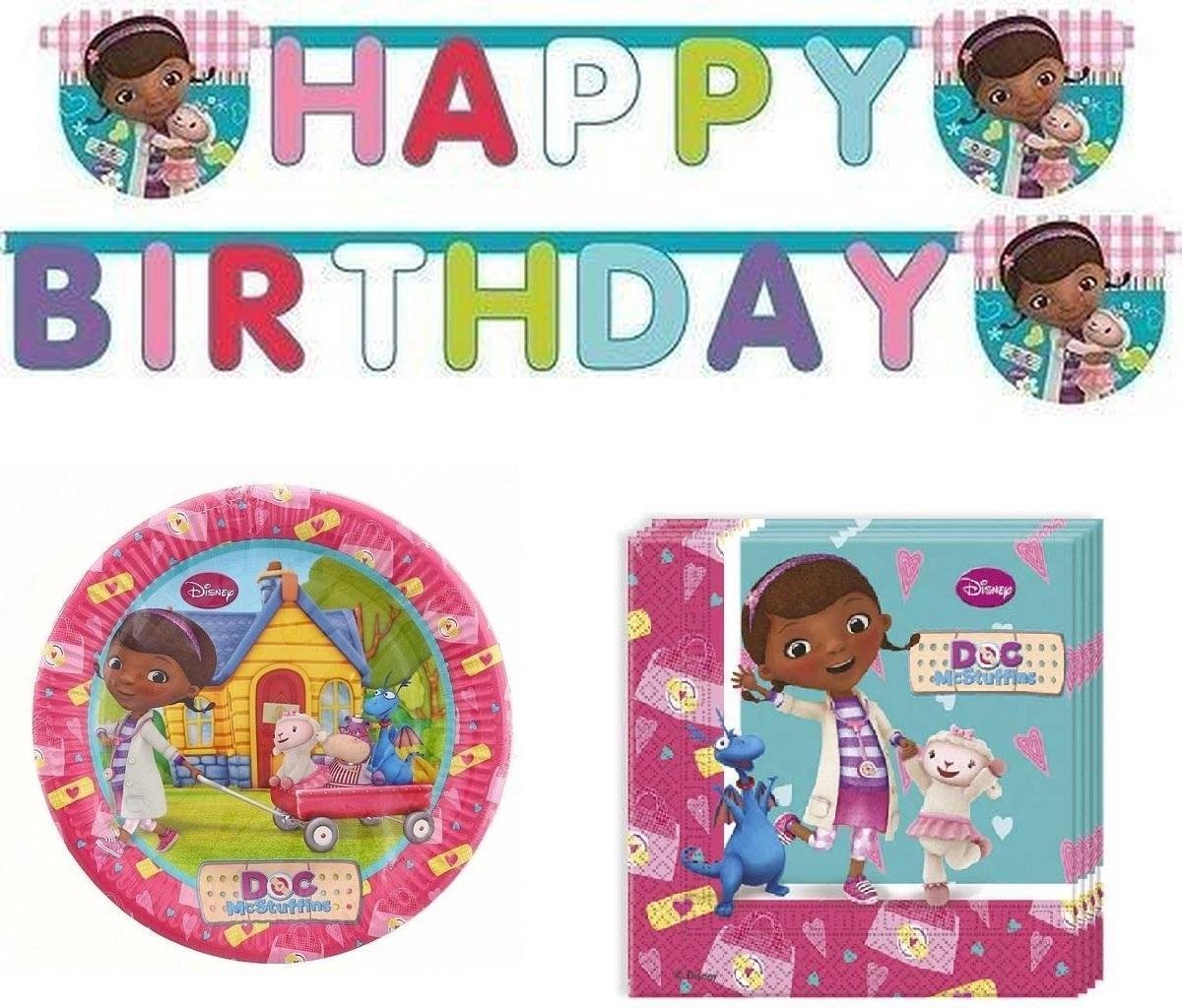 Doc McStuffins verjaardagsset - slinger / borden / servetten - De Speelgoeddokter feestje