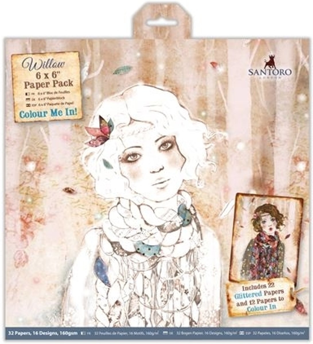 6 x 6 Inch Colour Me In Papierpak  (32-pak) - Santoro