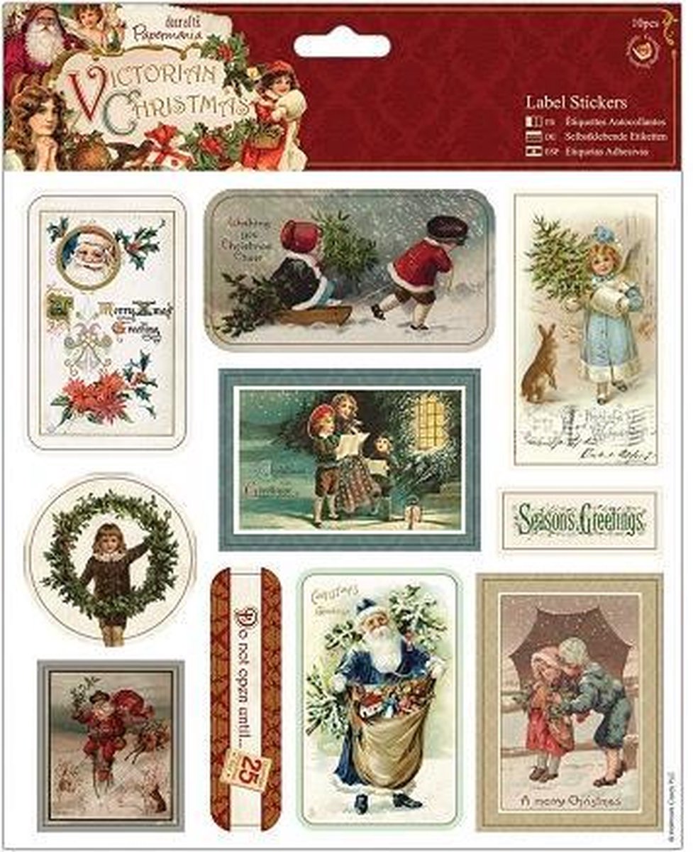 8 x 8 Label Stickers (10pcs) - Victorian Christmas