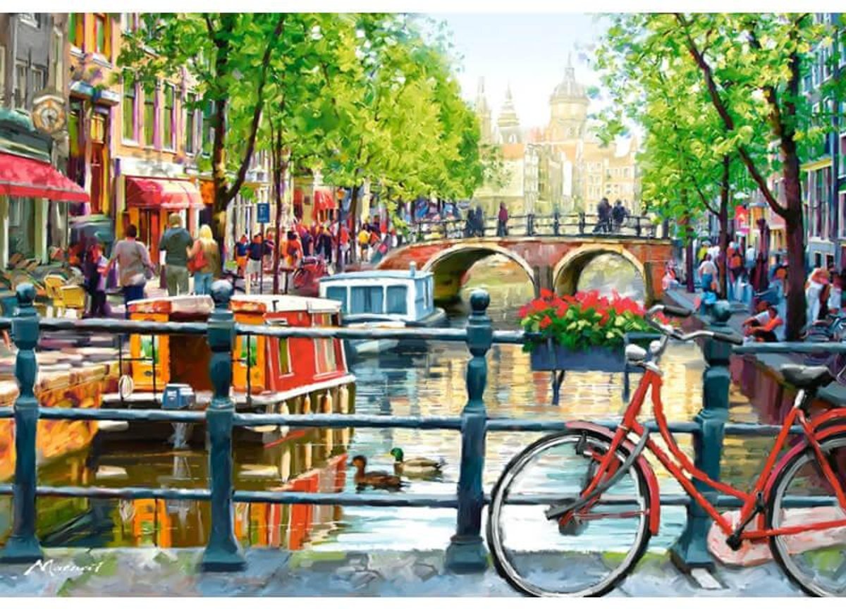 Diamond Painting Amsterdamse gracht 30x40cm. (Volledige bedekking - Ronde steentjes) diamondpainting inclusief tools