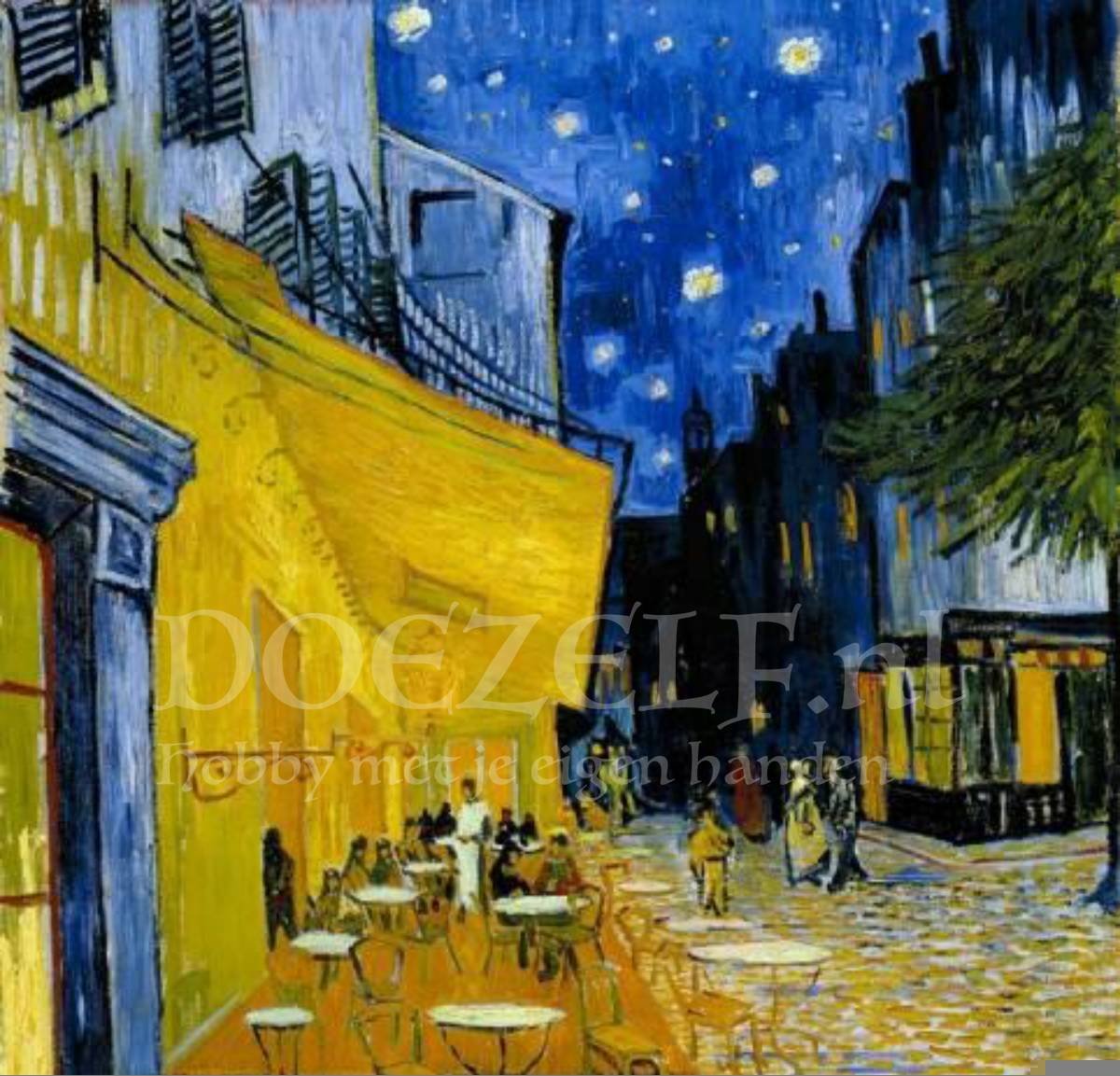 Diamond Painting Caféterras bij nacht Van Gogh 40x50cm. (Volledige bedekking - Ronde steentjes) diamondpainting inclusief tools