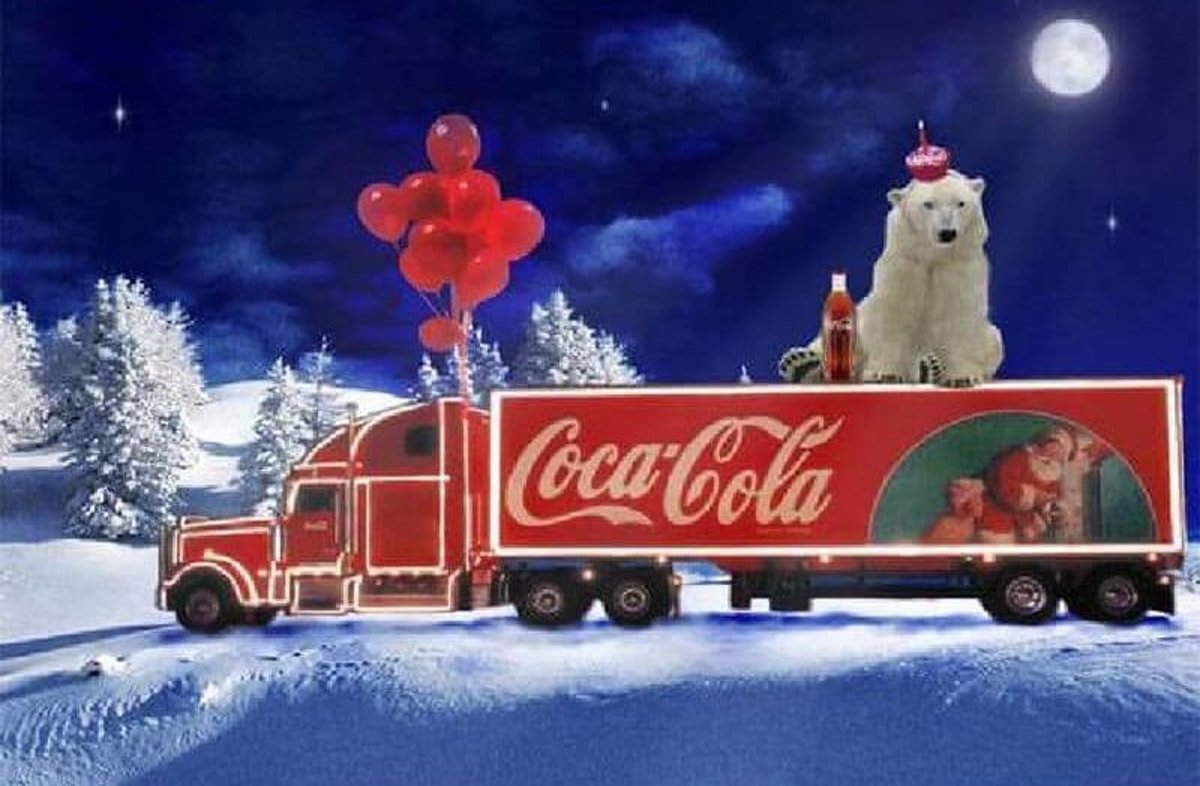 Diamond Painting Coca Cola kerst truck 60x90cm. (Volledige bedekking - Vierkante steentjes) diamondpainting inclusief tools