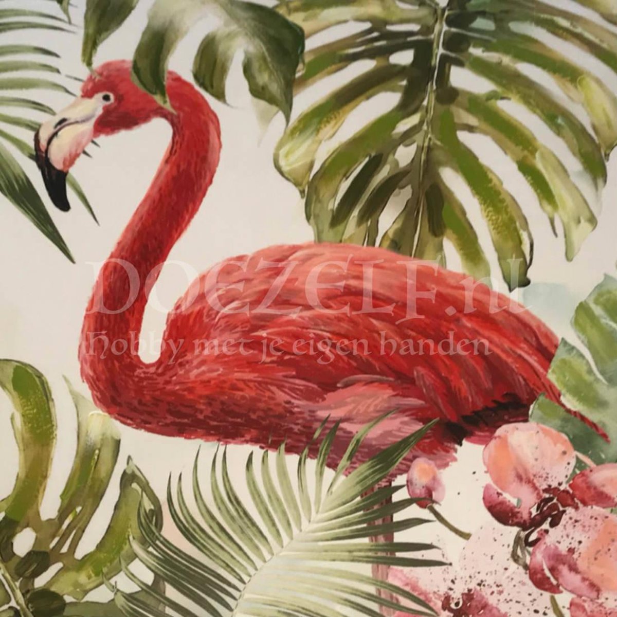 Diamond Painting Flamingo 50x50cm. (Volledige bedekking - Vierkante steentjes) diamondpainting inclusief tools