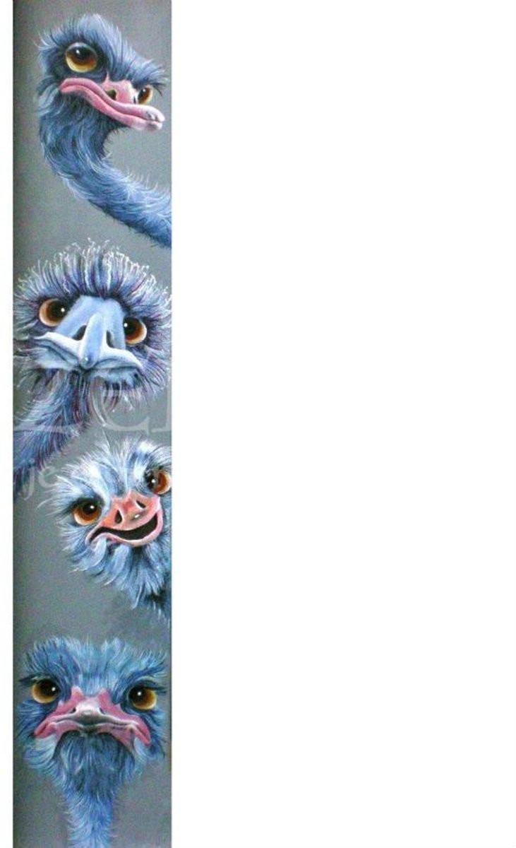 Diamond Painting Grappige struisvogels 30x160cm. (Volledige bedekking - Ronde steentjes) diamondpainting inclusief tools