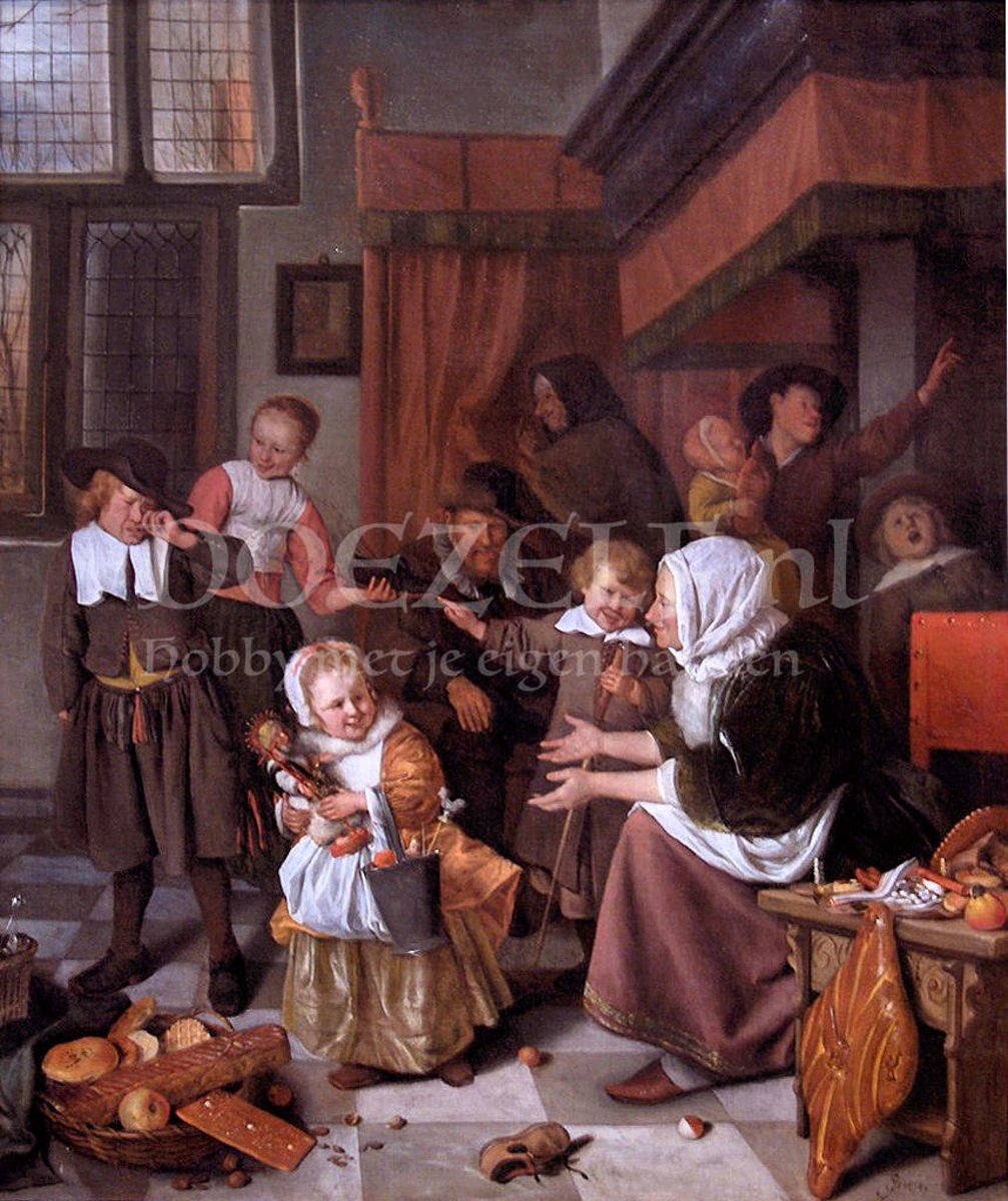 Diamond Painting Het Sint-Nicolaasfeest Jan Steen 60x70cm. (Volledige bedekking - Vierkante steentjes) diamondpainting inclusief tools